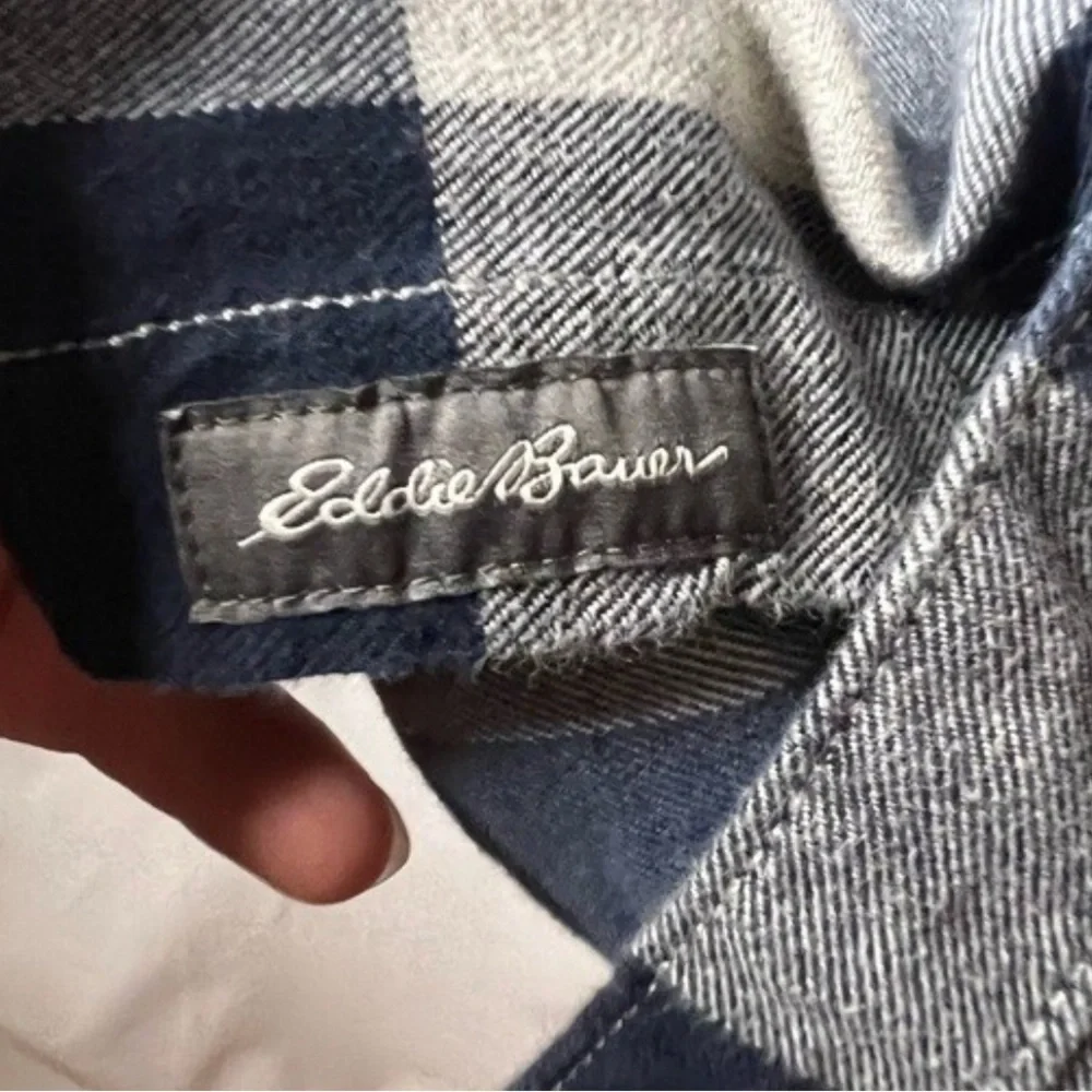 Men's Blue and Gray flannel Shirt Eddie Bauer size TL